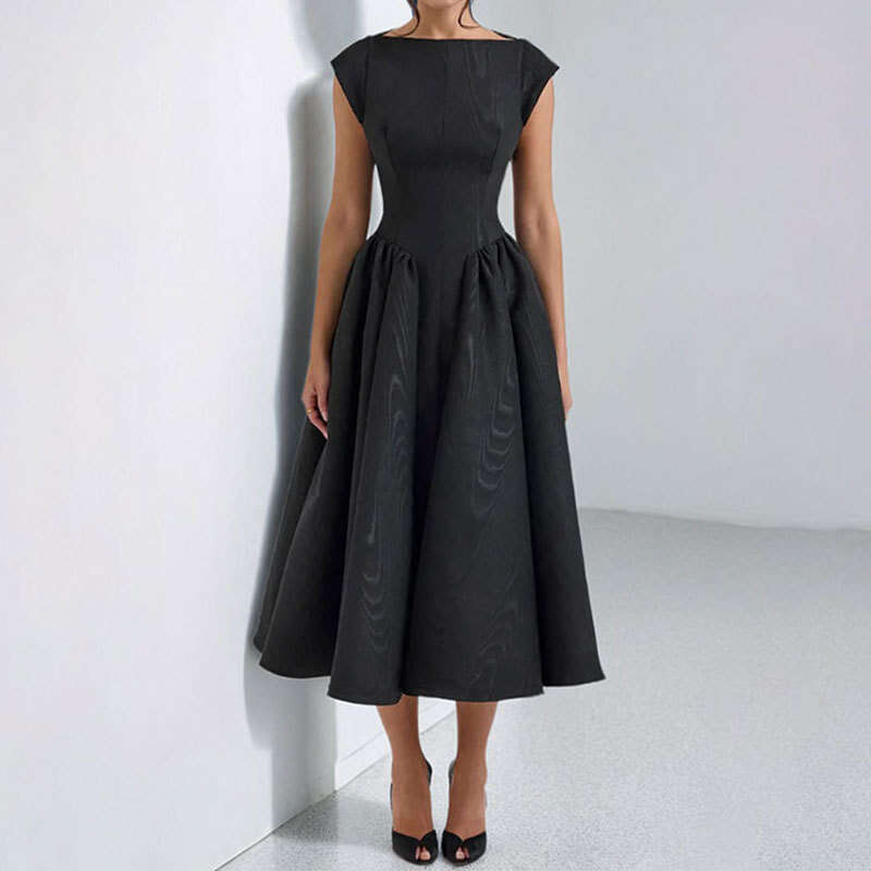 The Backless Round Neck Sleeveless French Style Niche Long Solid Color Dress For New Women's Clothing In The Spring And Summer Of 2025 KLMY