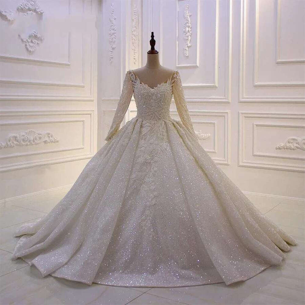 E A Vintage Sexy Lace Ball Gown Dresses Sheer Long Sleeves Lace Up Corset Wedding Dress Custom Made Bridal Gowns Plus Size
