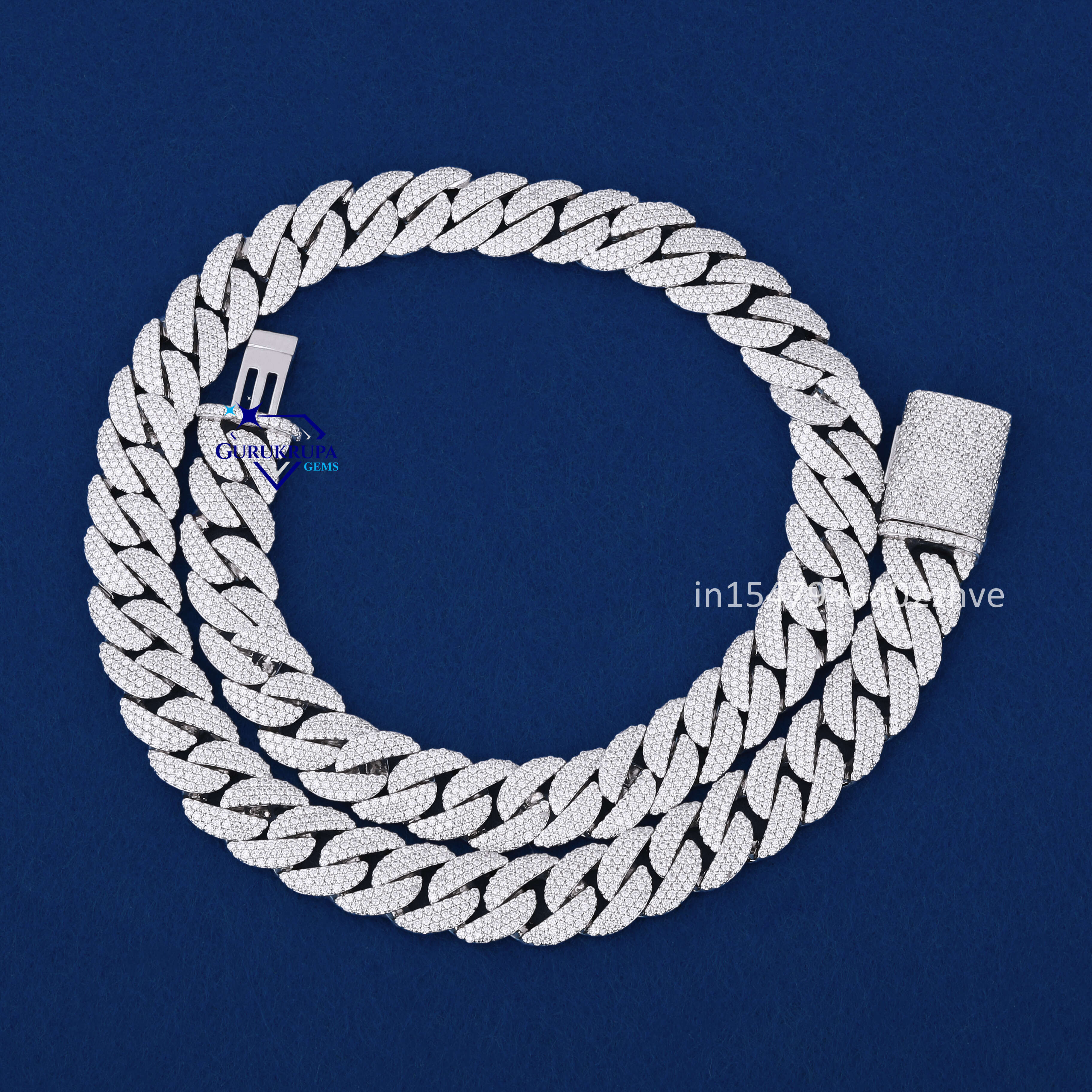 Trending Collection 22 MM 14Kt White Gold Moissanite Dia Iced Out Hip Hop Necklaces Cuban Chain for Rapper Men