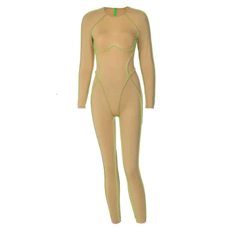 Sexy Bodycon Playsuit Women Jumpsuit O Neck Long Sleeve Zipper Bodysuit Female Elegant Slim Playsuits Rompers