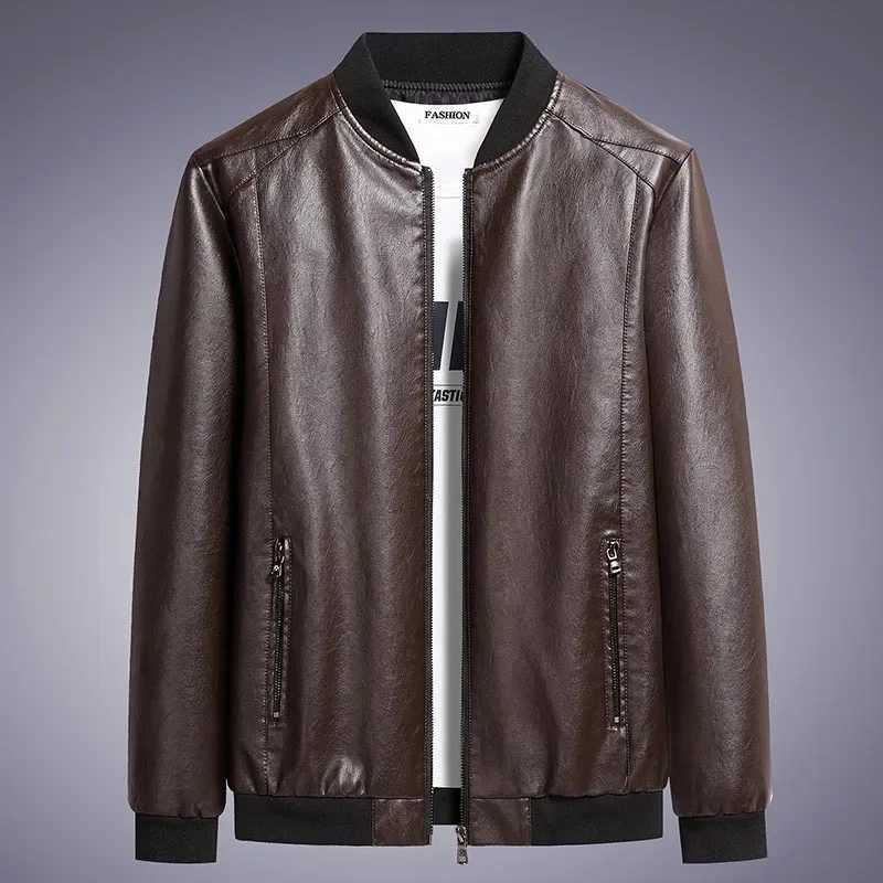 New 2023 Mens Popular Spring and Autumn Handsome Leather Jacket Slim Fit Trend Korean Edition CoatT250311