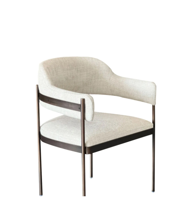 Elegant Rowan Dining Chair with Comfortable Fabric Cushioning and Robust Metal Structure