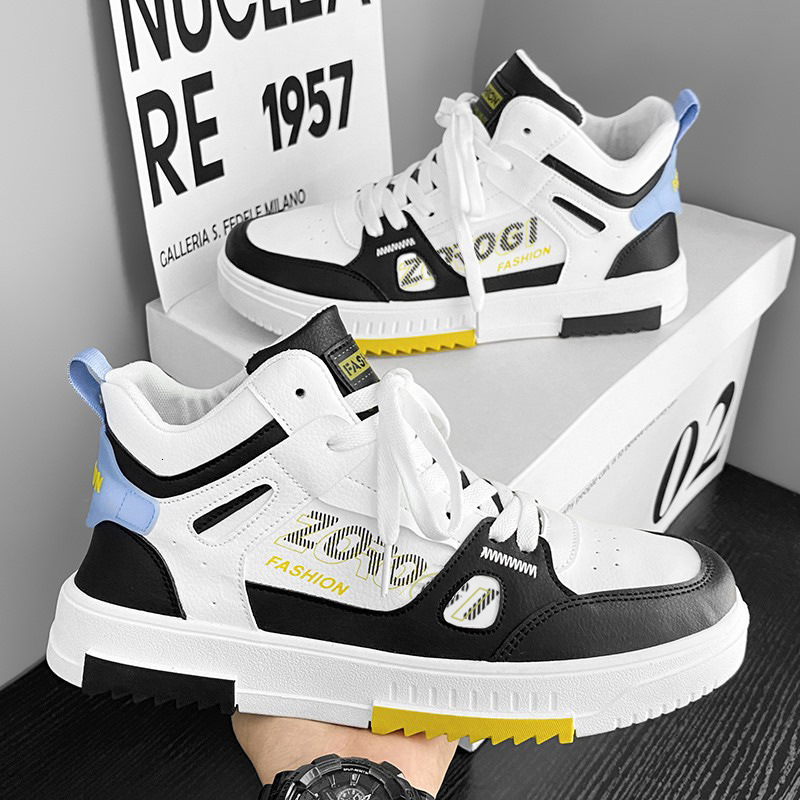 Spring Versatile Sports Little White 2025 New Comfortable Men's Trendy Middle School Boys High Top Casual Board Shoes