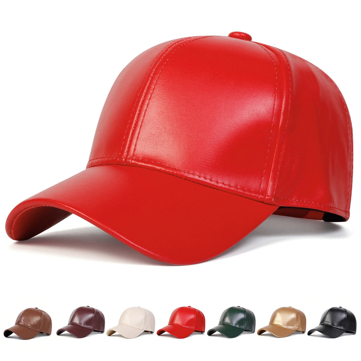 Unisex Light Panel Solid Color PU Leather Baseball Caps Spring Autumn Outdoor Adjustable Casual Hats Dad Hat Sunscreen 250311