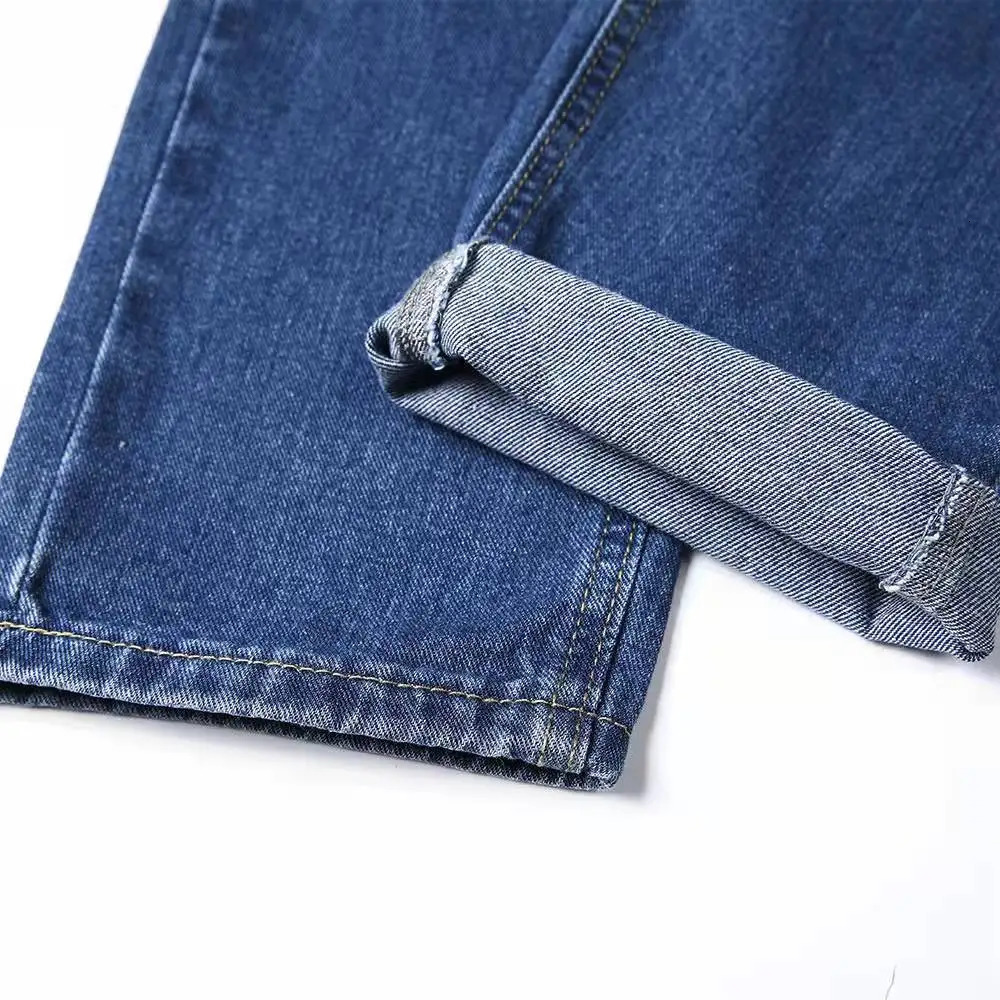 Mens Jeans Korean Version Student Casual Pants High Street Straight Loose Wide Leg Black Grey Blue Baggy 250311