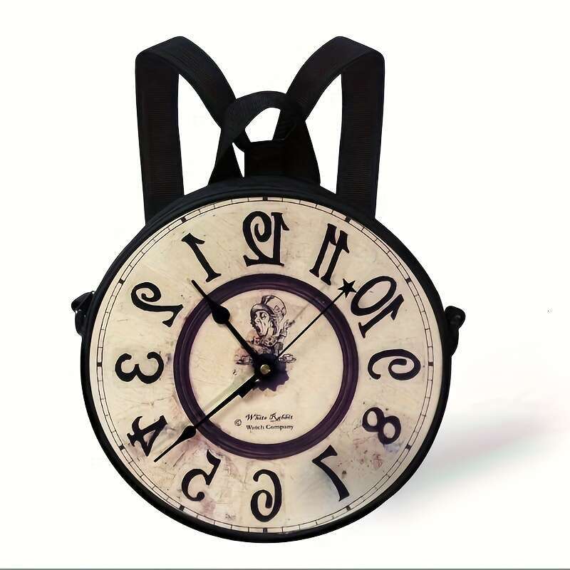 Antique Clock Design Round Crossbody Bag, Fashion Shoulder Bag for Women