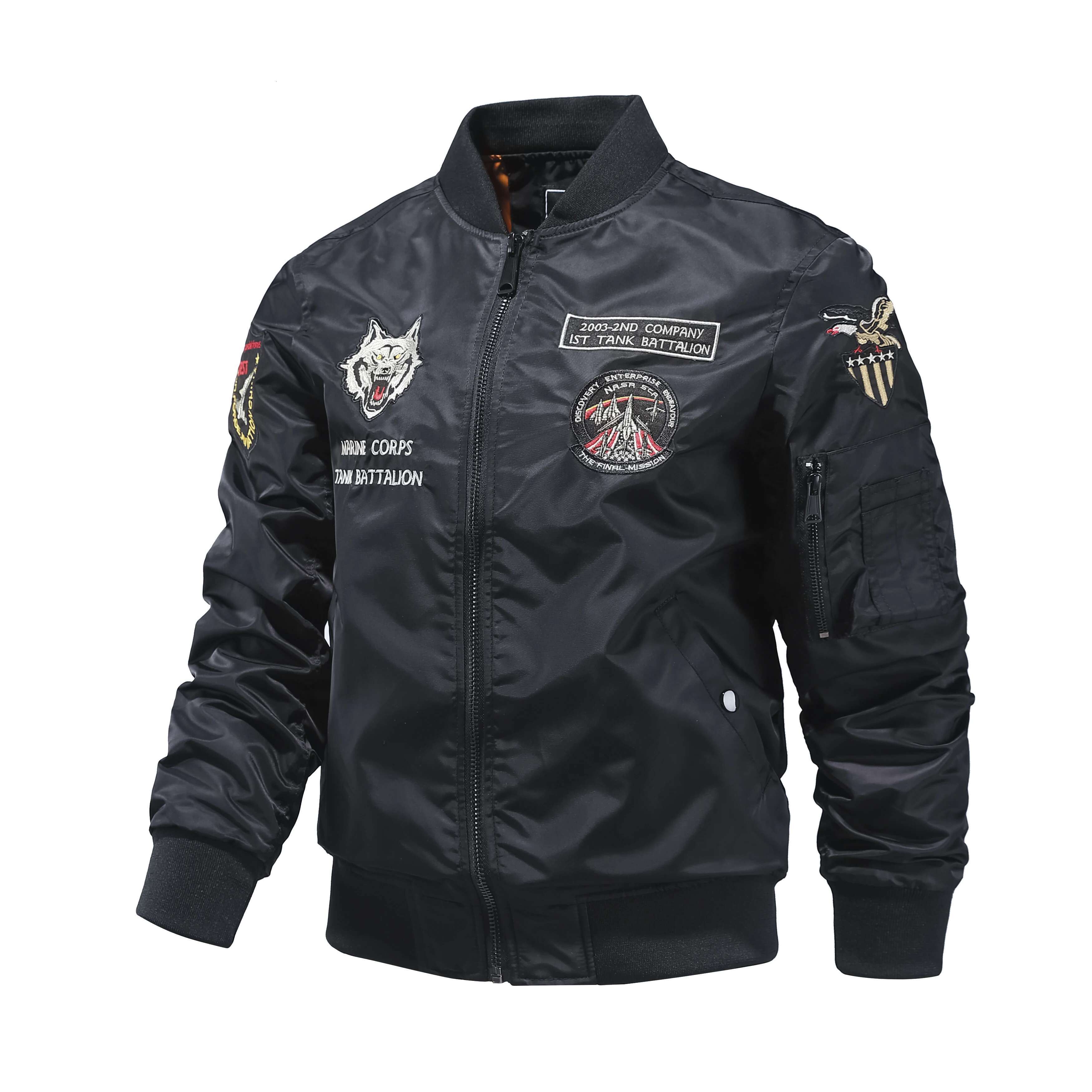 American Retro Ma1 Pilot Men's Embroidered Baseball Jacket, Spring And Autumn Oversized Loose Work Cycg Jacket Trend