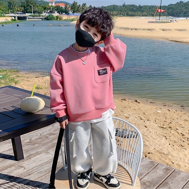 Ddmyshoesvip Boys Hoodie For Spring And Autumn New Style Children S Long Sleeved T Shirt Fake Two Piece Outfit Handsome Korean Fashion Brand Top