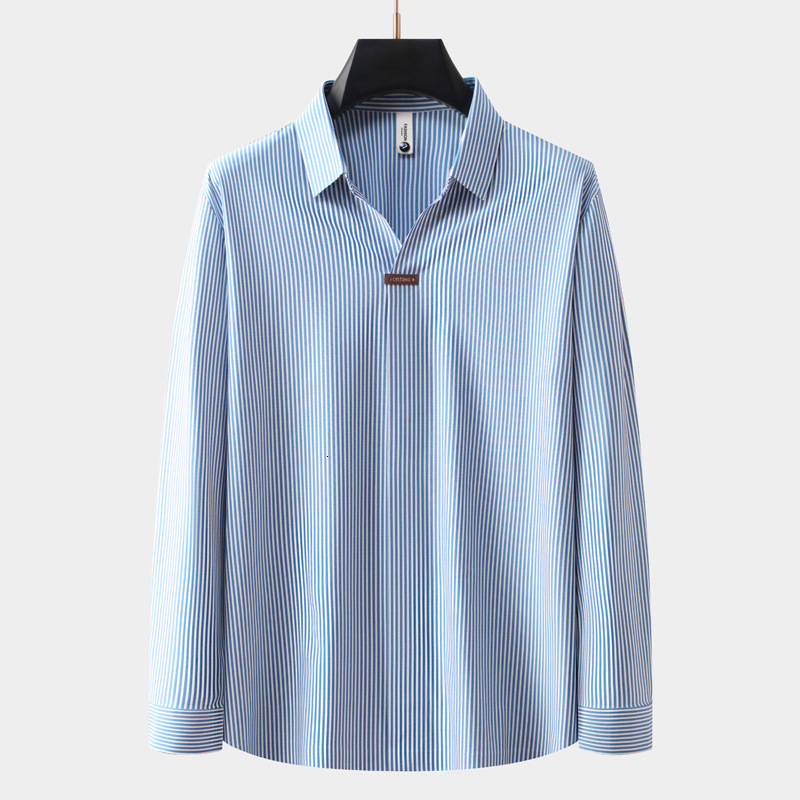 Long sleeved polo shirt for men autumn and winter new item, collar with a sense of luxury, striped elastic t-shirt, men's fashion tracksuit