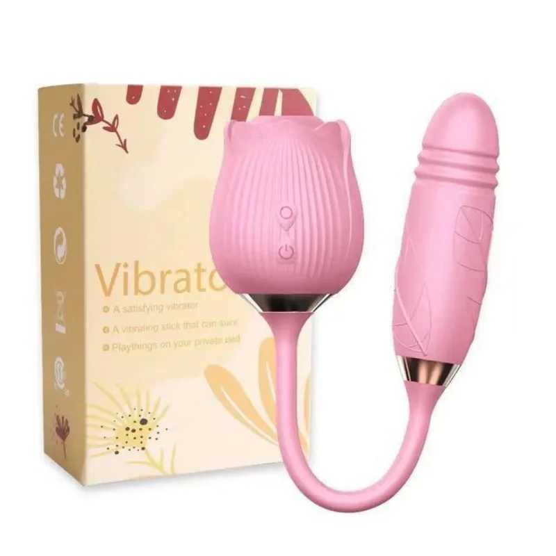 Rose Sucking Vibrator Clitoral Nipple Sucker Dual Head Elescopic Vibrator for Women Dildo Masturbators Female Sex Toys MachineXJ250311