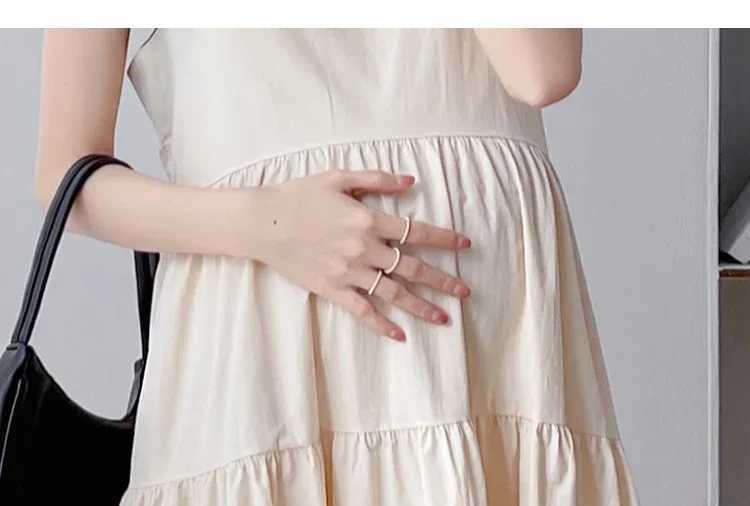 Summer Sweet Pregnant Women Dress Backless Square Collar Sleeveless Maternity Strap Dress Long Loose Pregnancy Beach Dress LooseT250311