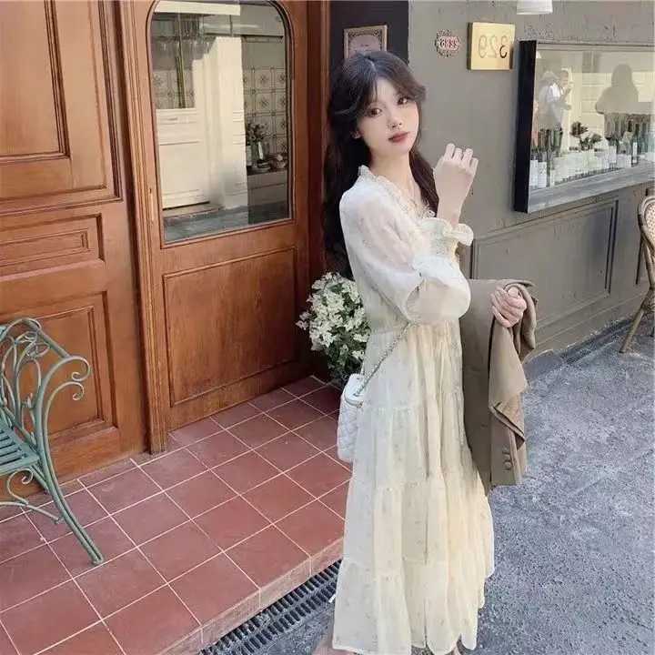 Long Sleeve Floral Chiffon Dress Postpartum Woman Breastfeeding Dress Summer Drawstring Waist Maternity Nursing Dress LactationT250311