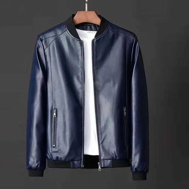 New 2023 Mens Popular Spring and Autumn Handsome Leather Jacket Slim Fit Trend Korean Edition CoatT250311