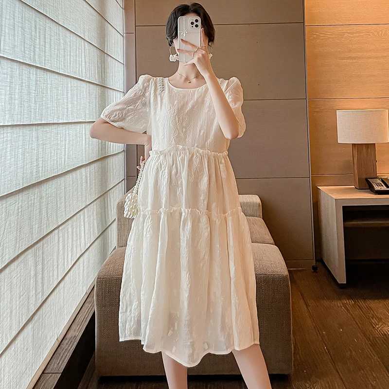 New Summer Casual Dresses For Pregnant Ladies Premama Contrast Color Beachwear Maxi Dress Maternity Gown Pregnancy Women ClothesT250311