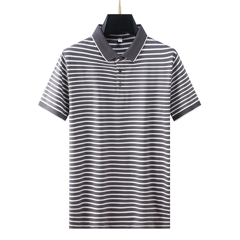 Striped short sleeved polo shirt men's summer new style, simple luxurious, with a lapel T-shirt for casual and business use tracksuit