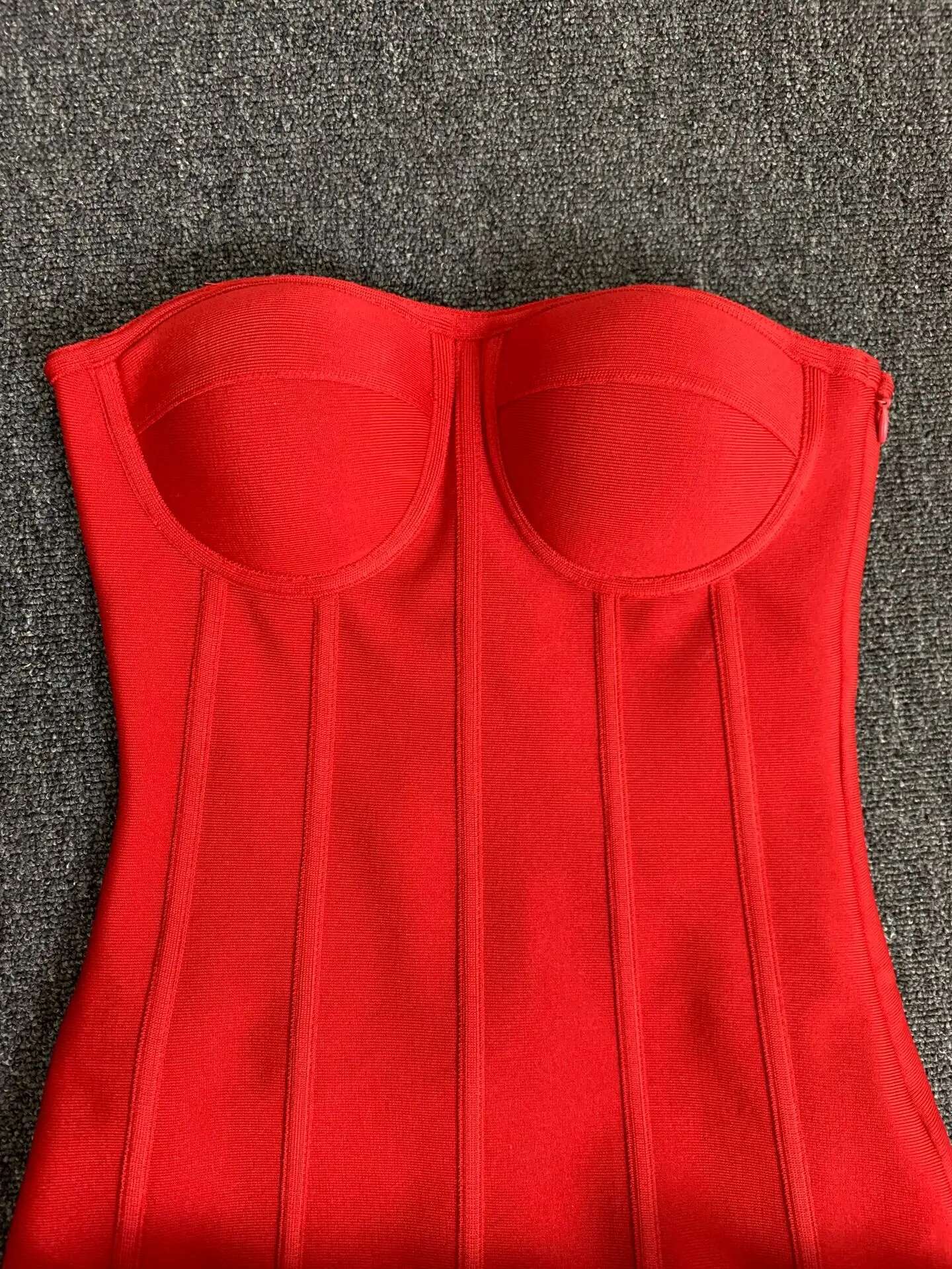 Women Red Evening Bandage Dress Hot Strapless Bodycon Wers Hem Laced Up Mini Celebrity Birthday Party Dresses One Piece Gala