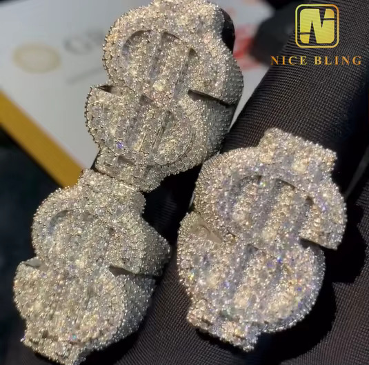 Fashion Custom Hip Hop Style Men Ring Iced Out VVS Moissanite Diamond Jewelry 925 Sterling Silver Rings Men Women