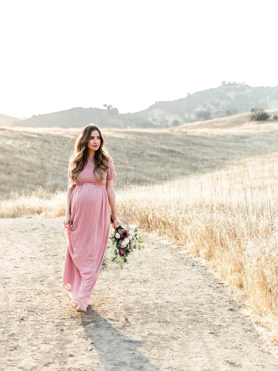 Classic Elegant Lace Maternity sweet Dress Photography Long Dresses for Pregnant Women Clothes Pregnancy Dress for Photo ShootT250311