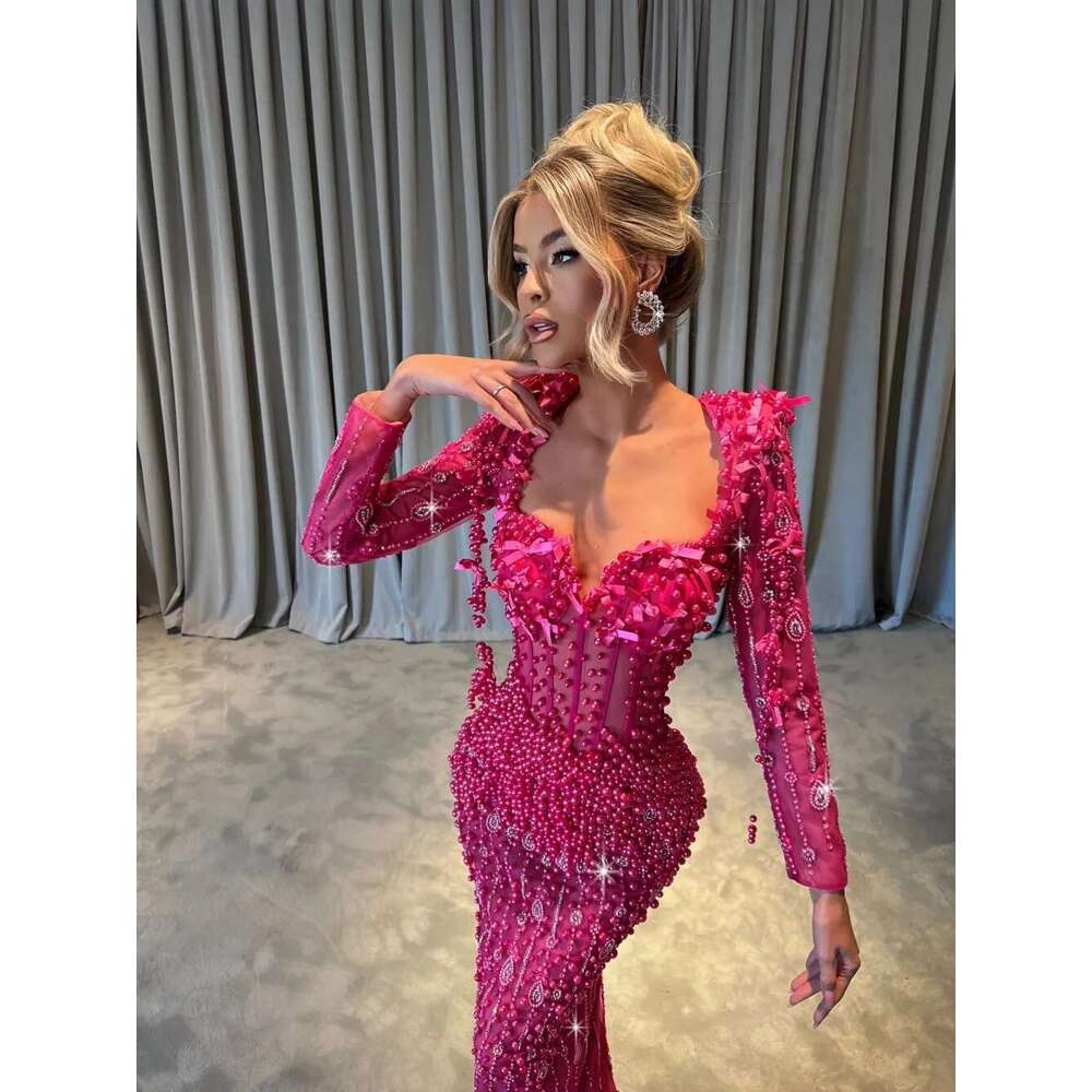 Elegant Sweetheart Neck Evening Dresses,uoso Beading Pearls Dress,Straight Wedding Dress,Appliques