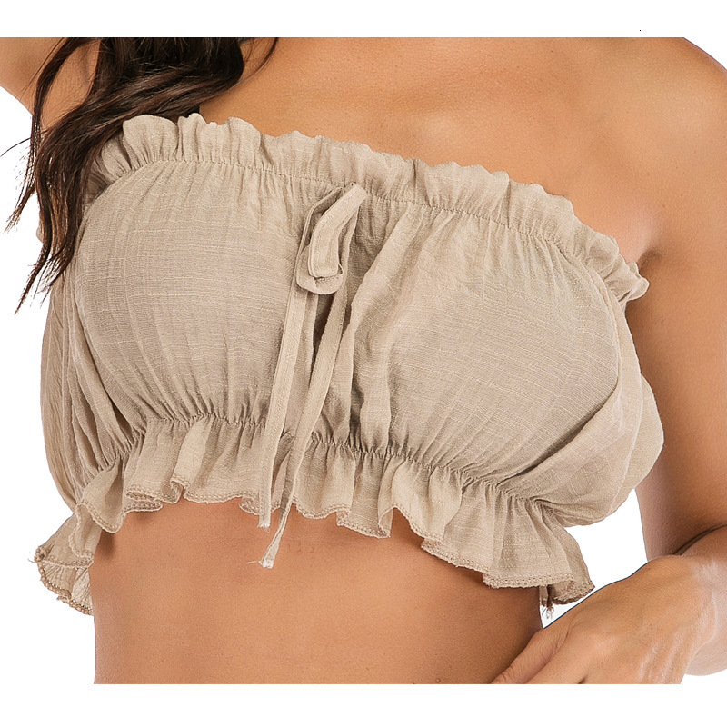 Fashion Women's With Bow Tie, Elastic Rope, Fungus Lace, Chest Wrapped, Strapless Shorts, Two-Piece Set