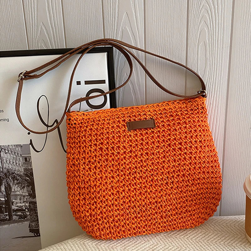 Summer Rattan Straw Bag For Women Knitted Beach Bag Bohemia Style Crossbody Bag Vacation Shoulder Bags Daily Clutch sac R250311