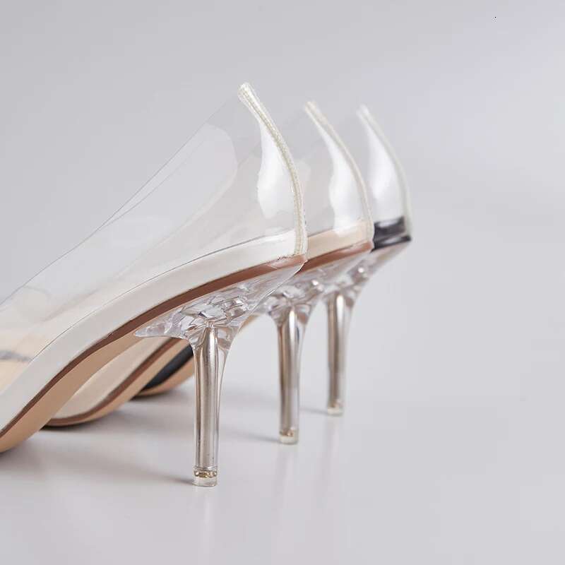 High Heel Kcenid Quality Transparent Perspex High Heels Sexy Ladies Pointed Toe Slip On Wedding Party Pumps Women Shoes