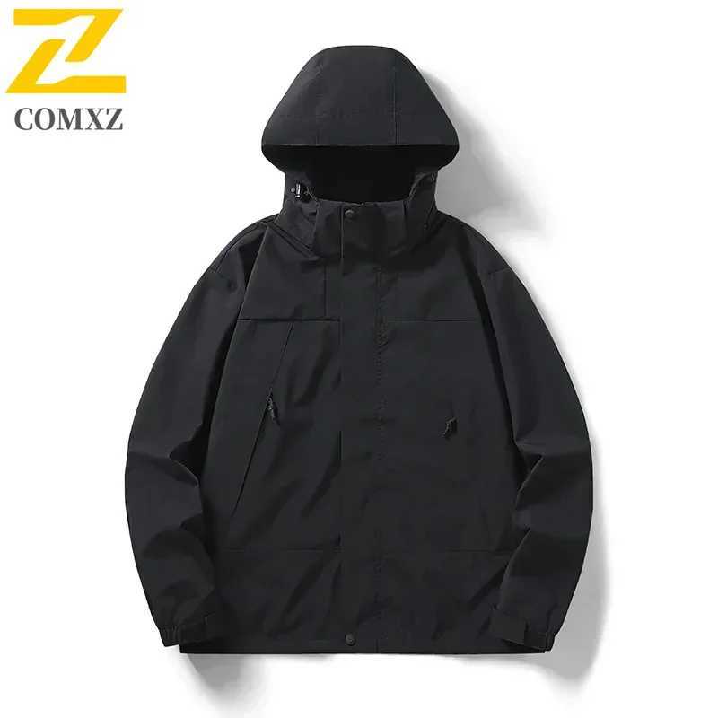 New Long Sleeve Outdoor Windproof Coats Waterproof Hooded Jackets Color Matching Zipper Couple TopT250311
