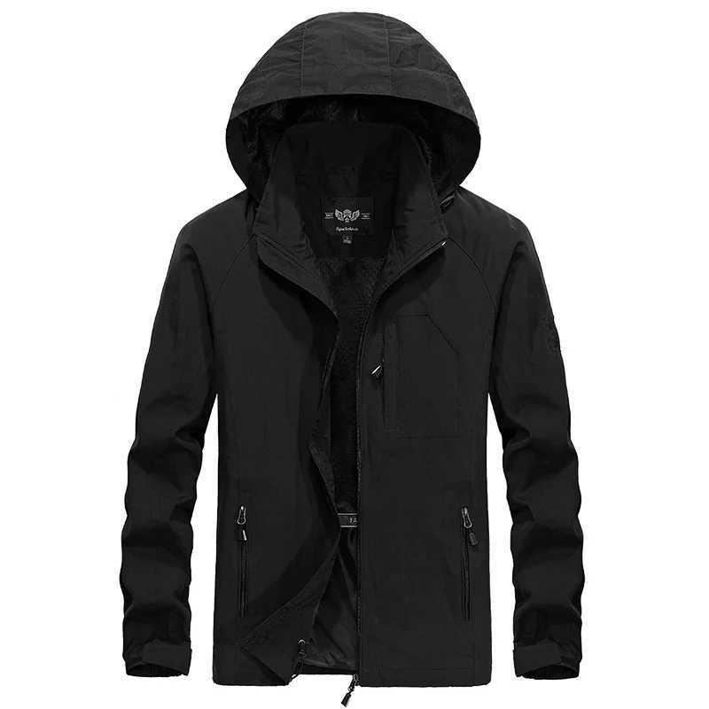 Mens Waterproof Jacket 2024 Spring Autumn Casual Windbreaker Jackets Mens Breathable Hooded Outdoor Thin Coats 6XL ClothesT250311
