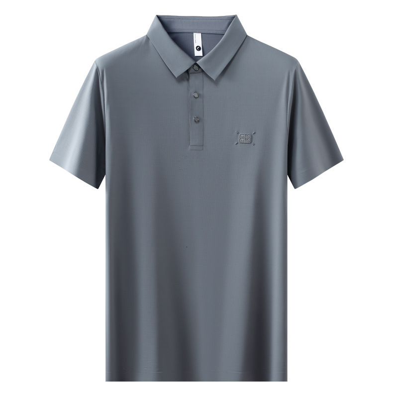 tracksuit Short polo shirt business casual ice silk stretch half sleeved T-shirt for summer plaid men's clothing