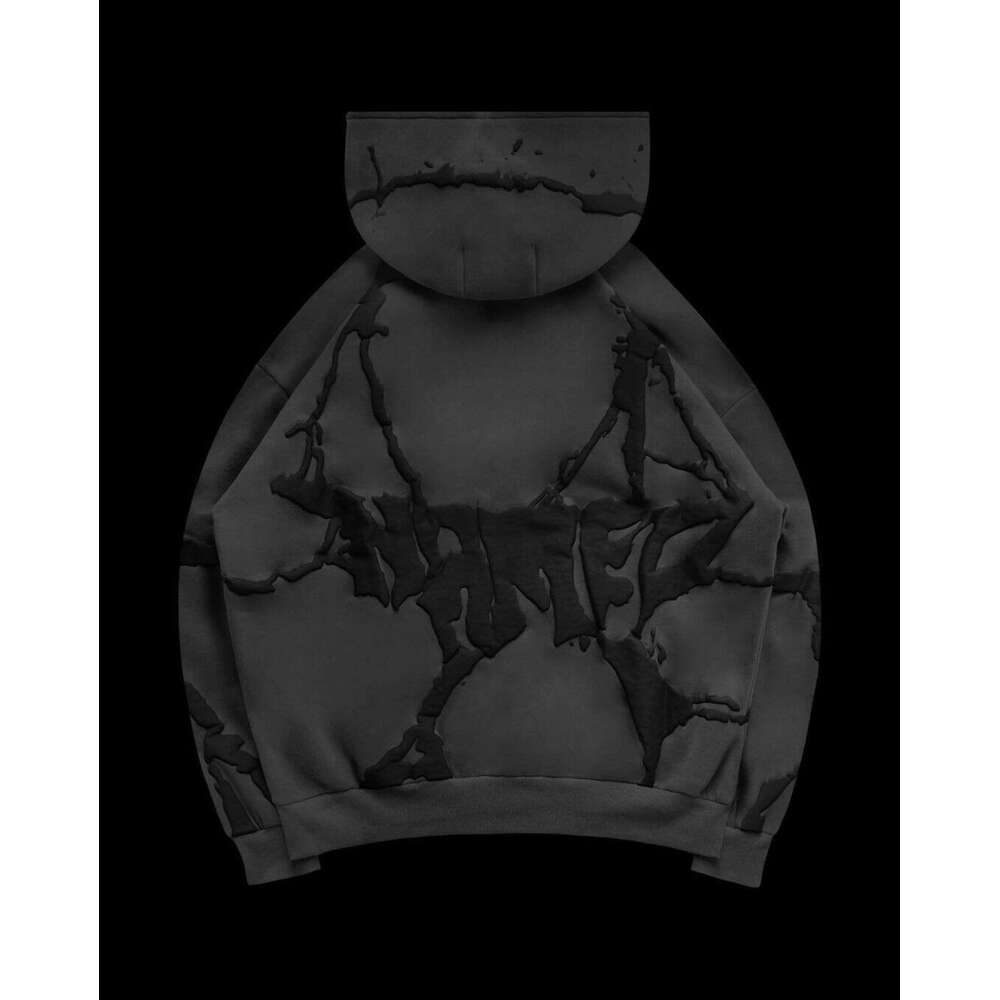 Thickened Velvet Foam Printed Three Color Hooded Sweatshirt For Autumn Winter, Loose And Personalized Set Y2k