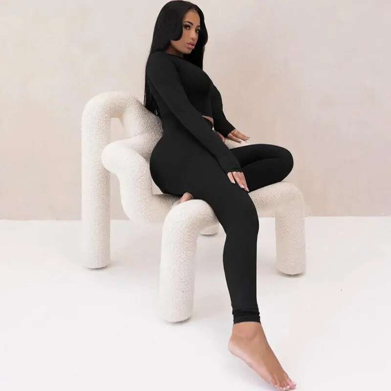 Dulzura Women 2024 Autumn Winter Sleeves Crop Tops Long Pants Two Piece Matching Sets Tracksuit Wholesale Items S3613114k