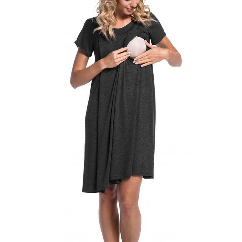 Women Maternity Nightgown Pregnant Short Sleeve Labor Delivery Nursing Dress Hospital GownsT250311