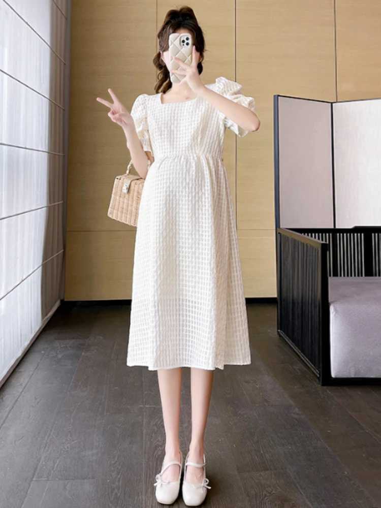 Casual Maternity Dresses New Summer Clothes For Pregnant Wome Sweet French vestidos Long Dress Pregnancy photoshoot DressesT250311