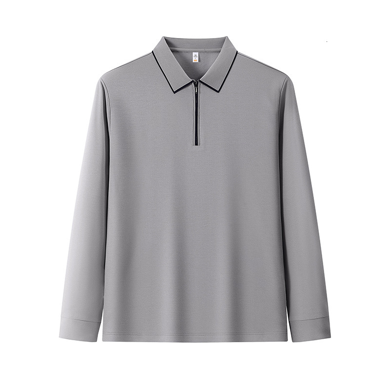 tracksuit Long sleeved polo shirt business casual trendy zipper autumn and winter thin velvet brushed men's youth knitted T-shirt