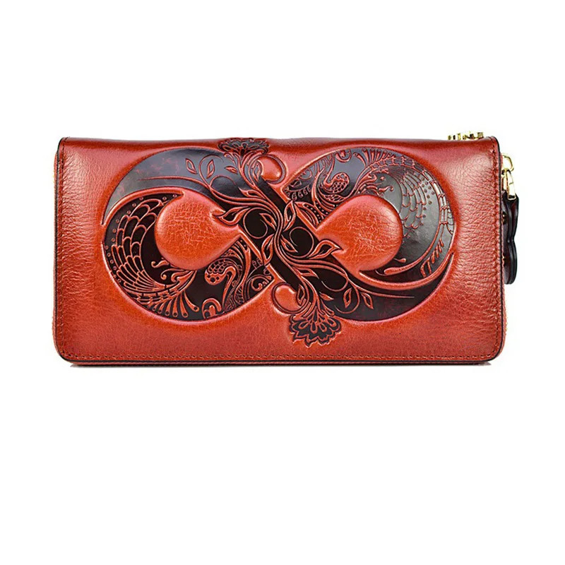 Genuine Leather Wallet Bag Long Real Cow Purse Women First Layer Cowhide Card Holder Clutch for Cell Phone 250311