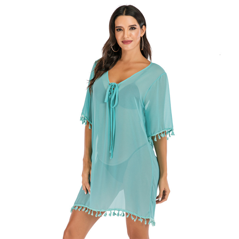 New Beach Bikini Top With Fringe And Edge Wrapped Chiffon Shirt For Vacation Outerwear