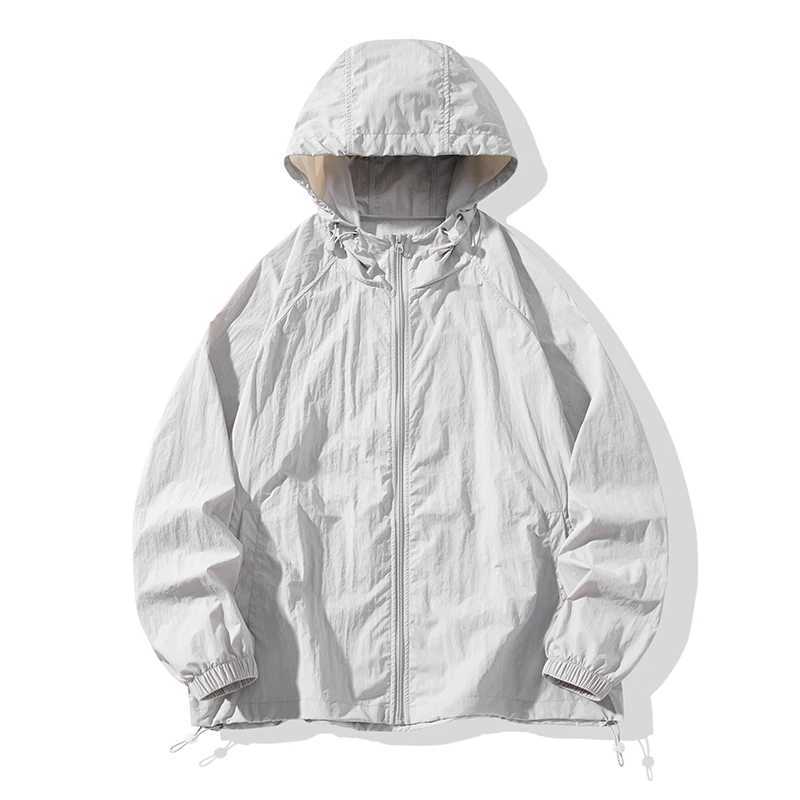 Summer Hooded Thin Jacket Men Waterproof Sun Protection Clothing Full Zipper Quick Dry Skin Black Windbreaker CoatT250311