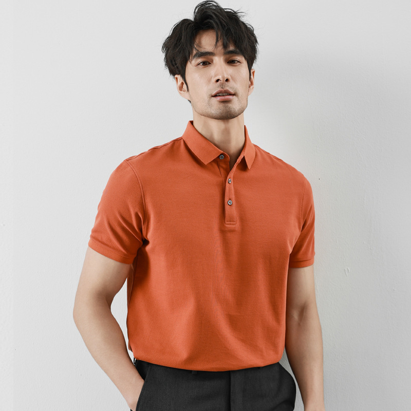 tracksuit Short sleeved Polo Shirt for High end Men's Wear Long staple Cotton Collar Half Sleeve T-shirt 2025 Summer Solid Color