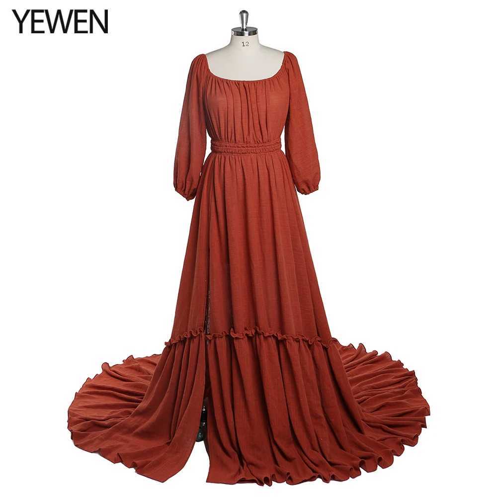 Off Shoulder Round Neck Full Sleeves Evening Dresses Photography Dresses for Baby Shower Dress for Pregnant Woman YD21812 X250224