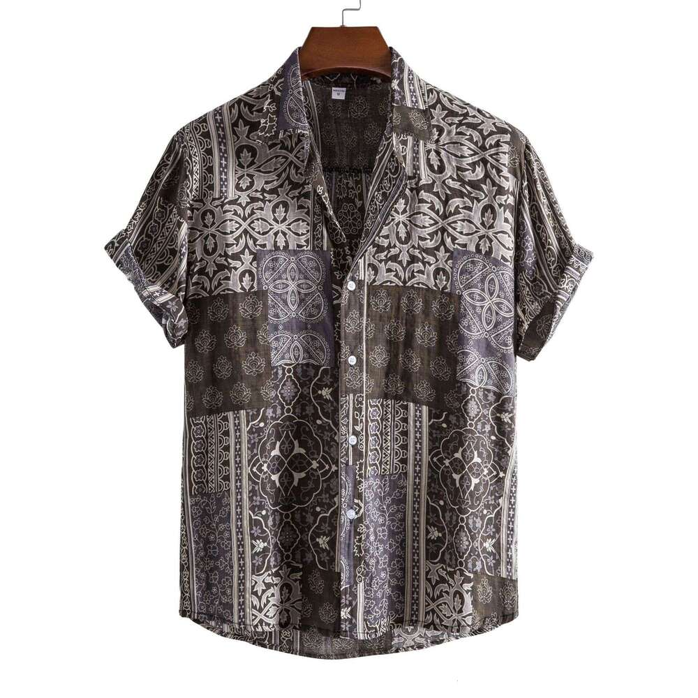 Men's 2025 summer European men's casual short sleeved ral shirt with versatile temperament, new trendy clothing ins