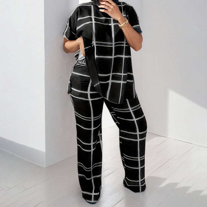 2025 Spring New Women's Clothing Casual And Simple Style Stripe Grid Set For Women KLMY