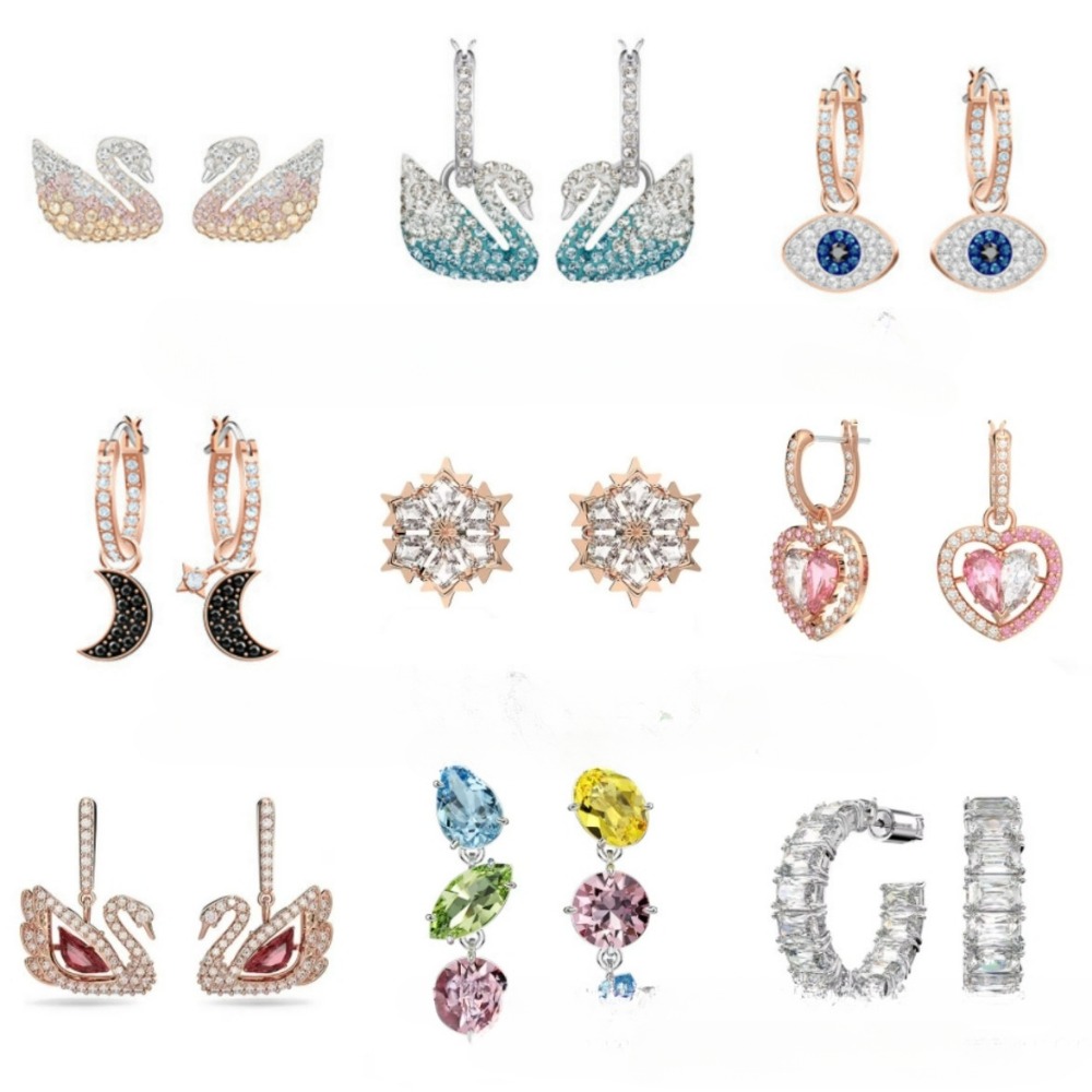 Designer's hot selling high-quality pulsating heart earrings women's swan element crystal dynamic earrings wedding party charm unlimited