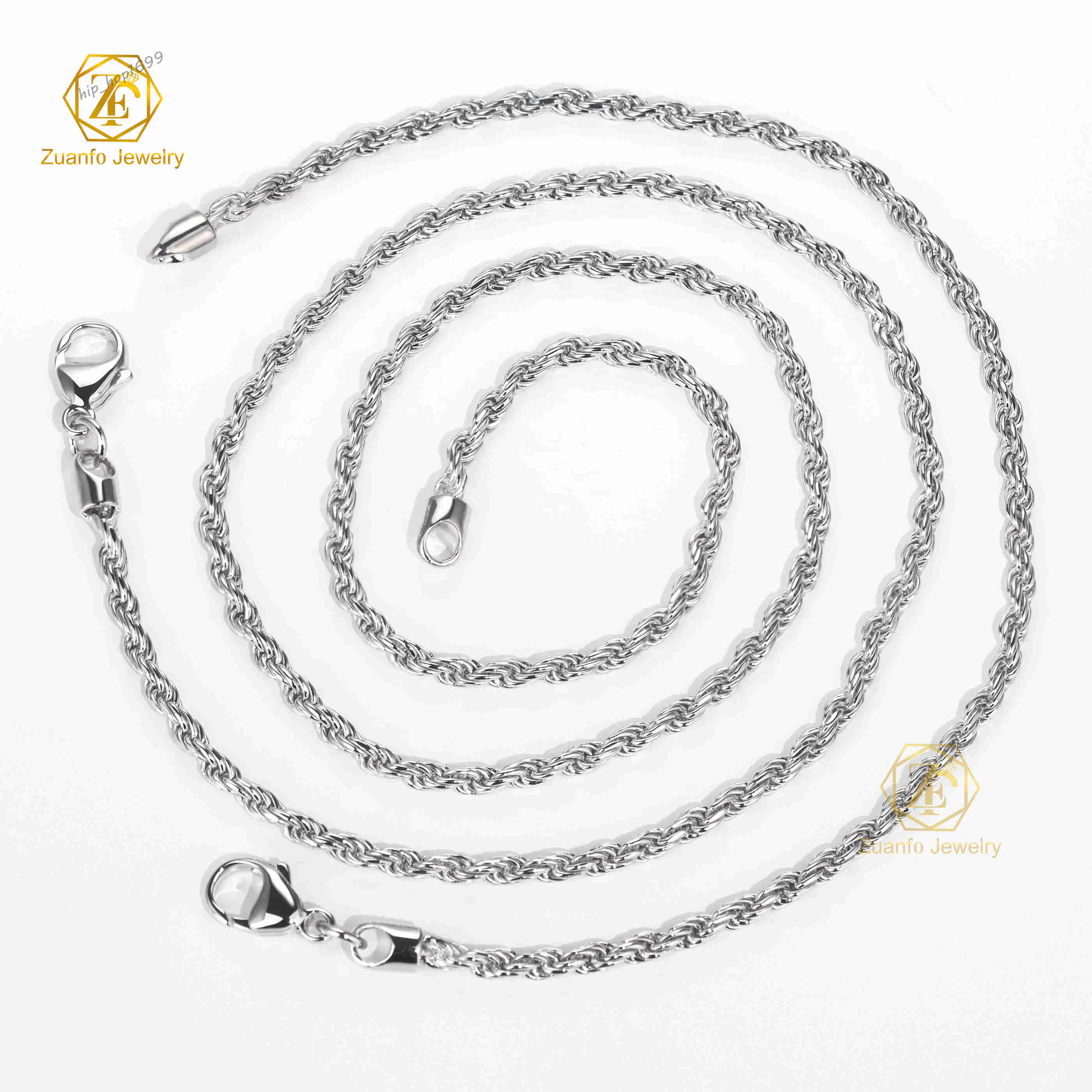Wholesale Price 925 Sterling Silver Fine Pendant Necklaces Solid 3mm Twisted Rope Chain Real 925 Silver Jewelry for Men Women