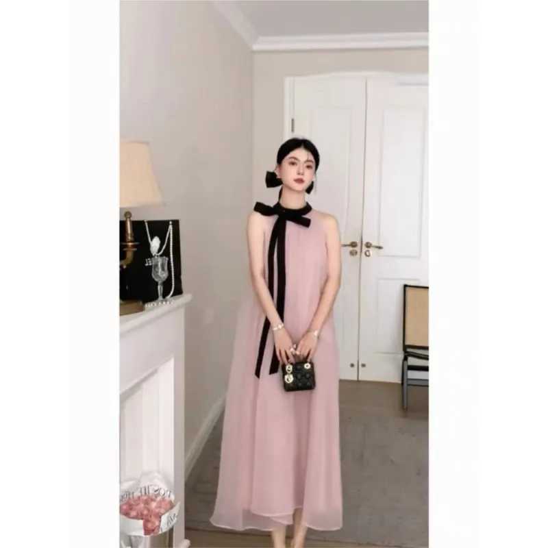2025 Summer New Pregnant Womens Loose Neck Strap Dress Creative Maternity Outing Holiday Skirt Maternity Dress LH139T250311