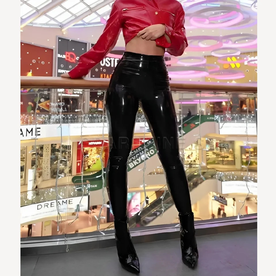 Sexy Black Shaping Women Elastic Stretch Pencil Pants PU Leather Pants Skinny High Waisted Tight Trouser 2024 250305