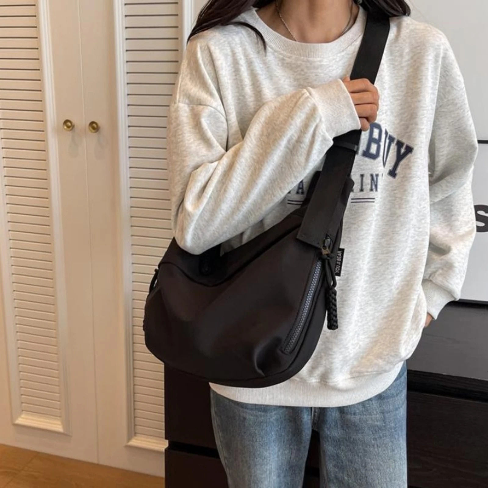 Trendy Street Style Shoulder Bag Simplism Tote Large Capacity Fashion Commuting Crossbody Stylish Canvas Bags 250304