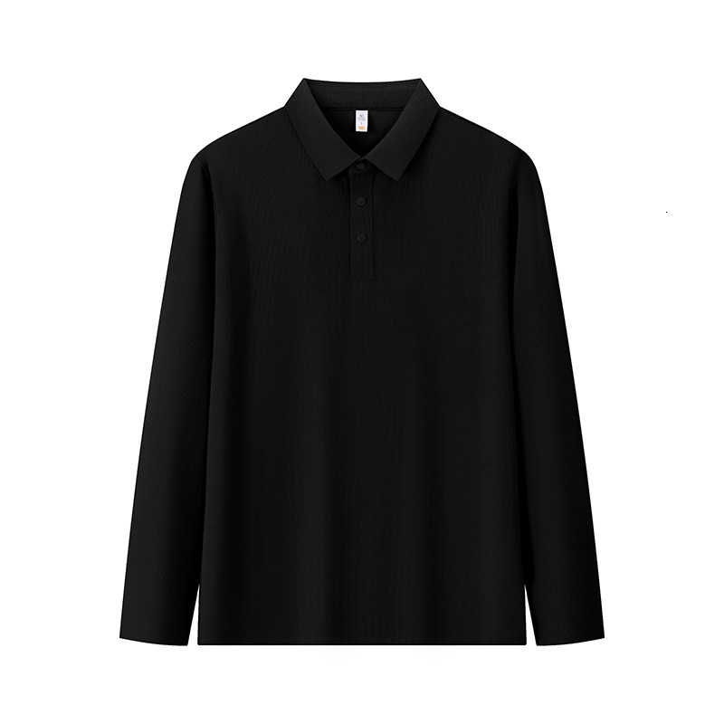 Long polo men's business casual thick solid color autumn and winter base shirt long sleeved lapel T-shirt men tracksuit