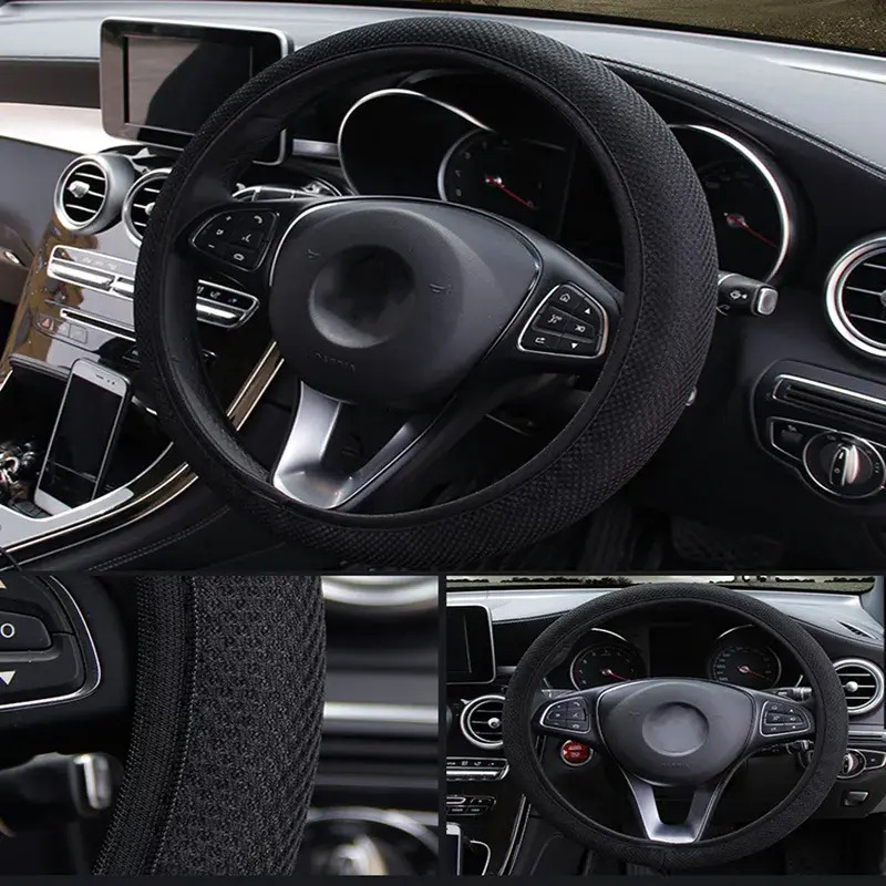 Update Car Steering Wheel Cover Three-Piece Breathable Auto Bumper Covers Non-Slip Wear-Resistant Accessories
