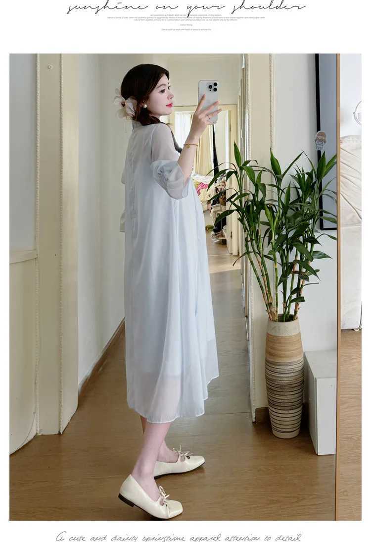Pregnant Womens Fashion Improvement Qipao Two Piece Set Dress Maternity Chi-pao Pregnancy CheongsamT250311