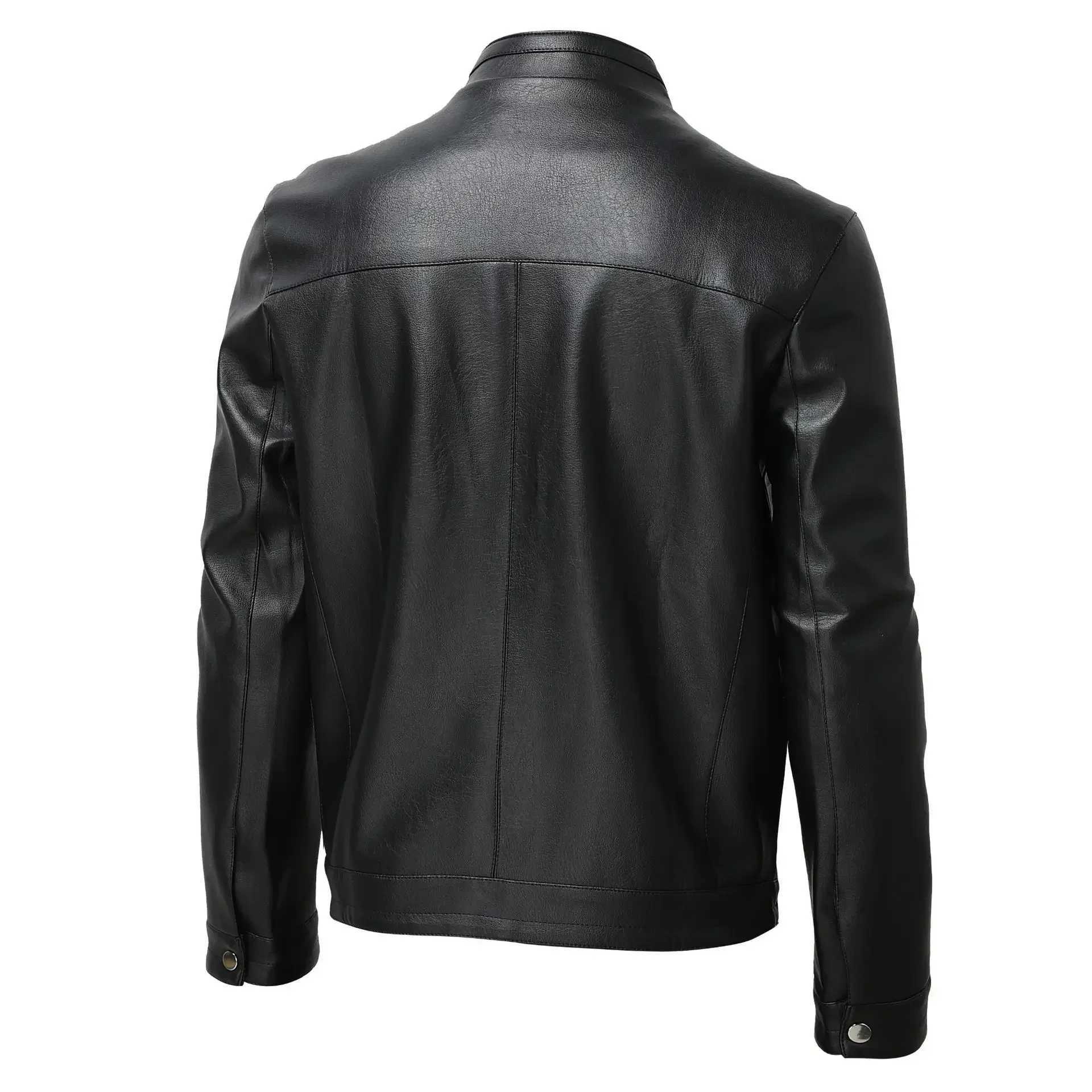 2023 Autumn Mens Fashion Leather Jacket Slim Fit Stand Collar Pu Jacket Male Anti-Wind Motorcycle Zipper Jackets Men OuterwearT250311